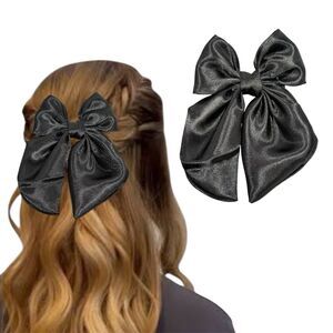 New Coquette black Satin hair bow for women and girls